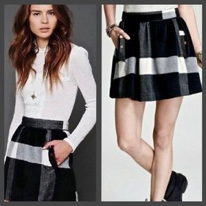 Free People Plaid Check Wool Mini Skirt
